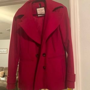 Red Tommy Hilfiger pea coat, waist length